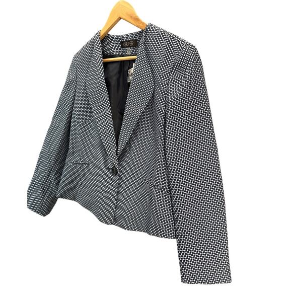 Kasper French Blue Navy Houndstooth One Button Blazer Suit Jacket New Women 10 - Picture 6 of 8